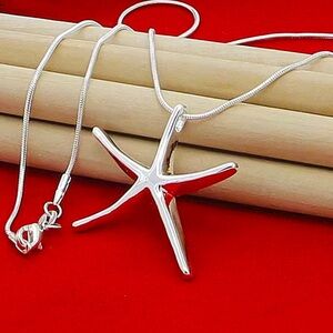 925 Sterling Silver Starfish Pendant Necklace | Coastal Ocean-Inspired Jewelry